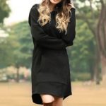 Stylové dlouhé mikinové šaty TUNIC – více barev - M2600-black, Xxxl