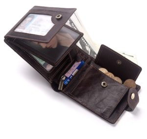 Pánská kožená praktická peněženka (Coffee BOX)