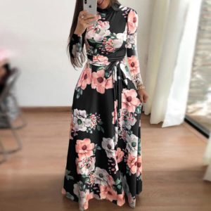 Dámské dlouhé květované šaty s krátkým rukávem - Plus size