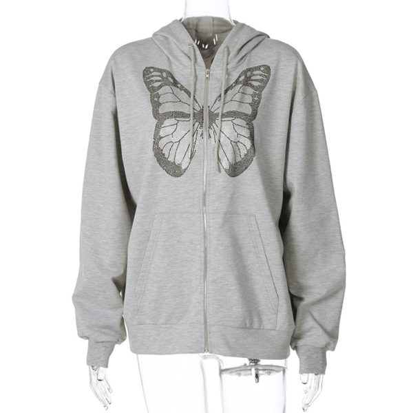 Dámská Fashion mikina na zip s motýlem