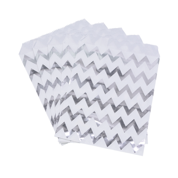 Stříbrné balící papírové obálky 25 ks - Vlnky