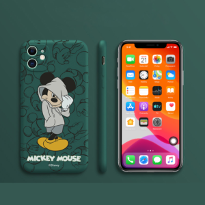 Silikonové pouzdro na iPhone s potiskem oblíbeného zamilovaného páru Mickeyho a Minnie