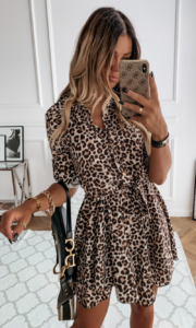 Dámské košilové leopardí šaty - B, Xl