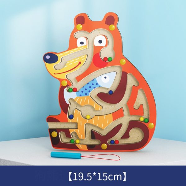 Dřevěné magnetické zvířecí bludiště pro děti - Pig-toy148