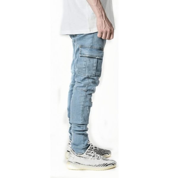 Pánské módní džíny s kapsami - Sky-blue, Xxxl