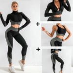 Třídílný dámský fitness set - Grey-3pcs-set, Xl