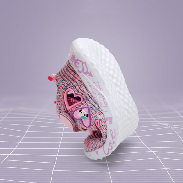 Dívčí síťované roztomilé růžové tenisky se srdíčky - Fialova-1, 37