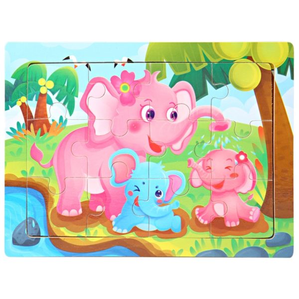 Dětské roztomilé dřevěné puzzle se zvířátky - 24