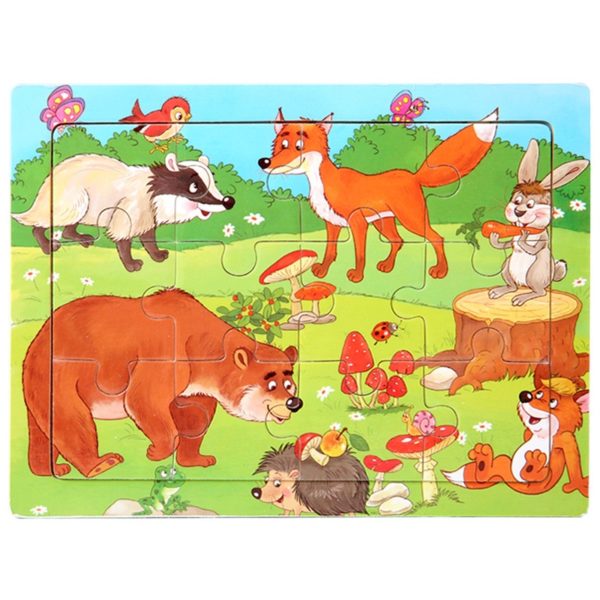 Dětské roztomilé dřevěné puzzle se zvířátky - 24