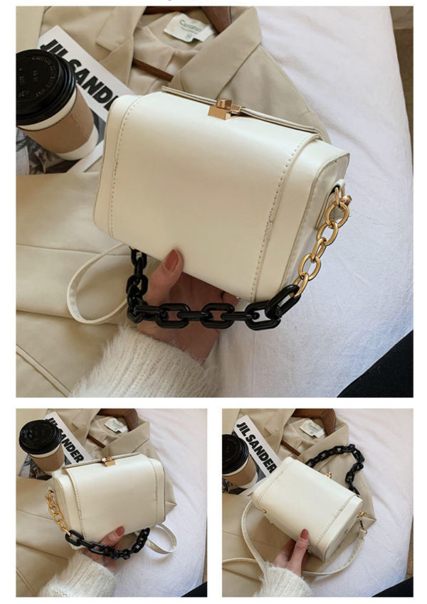 Dámská módní kabelka přes rameno s masivním řetězem - Coffee, 18cmx12cmx10cm