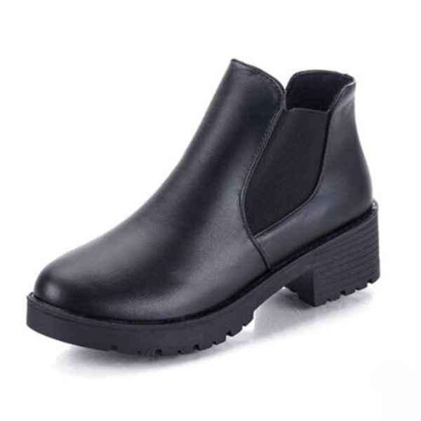 Dámské černé kotníkové boty na platformě - Black, 40