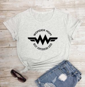 Dámské triko s krátkým rukávem a nápisem Wonder Mom - Navy-blue-white-txt, 3xl