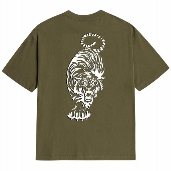 Pánské letní triko s krátkým rukávem Tiger - Army-green, 3xl