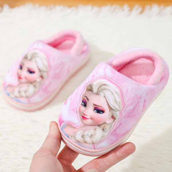 Dívčí teplé domácí pantofle s princeznou z Ledového království - Pink, 28