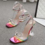 Stylové dámské boty s kamínky na vysokém podpatku - Rainbow, 42