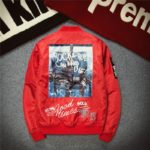 Pánská módní bunda s potisky v hip hop stylu - Red, 5XL