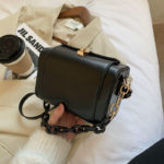 Dámská módní kabelka přes rameno s masivním řetězem - Coffee, 18cmx12cmx10cm