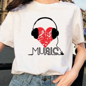 Dámské moderní letní triko s potiskem Music