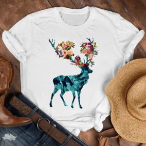 Dámské tričko s krásným potiskem zvířat a letních květin