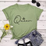 Dámské moderní triko s nápisem Queen - Burgundy, 4xl