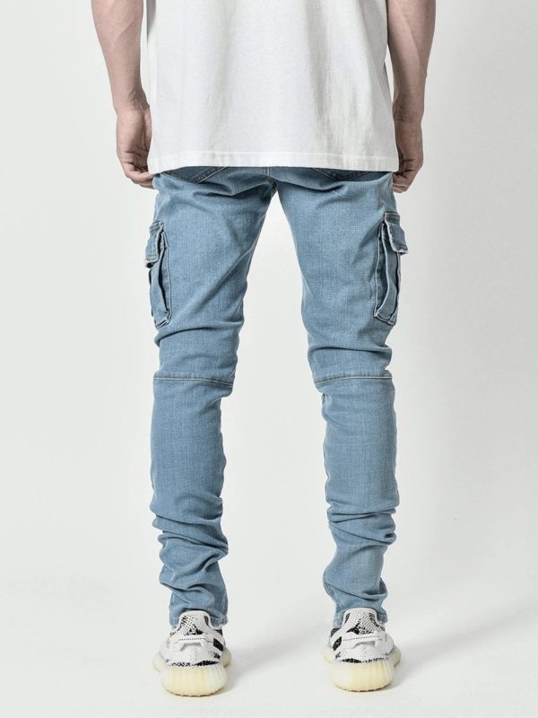 Pánské módní džíny s kapsami - Sky-blue, Xxxl