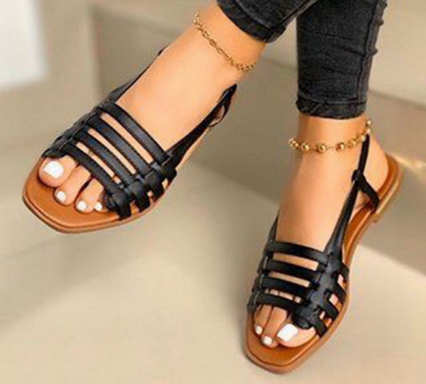 Dámské módní koženkové sandály - Gold, 43