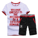 Pánská trendy sportovní souprava trička a šortek - Red, 4XL
