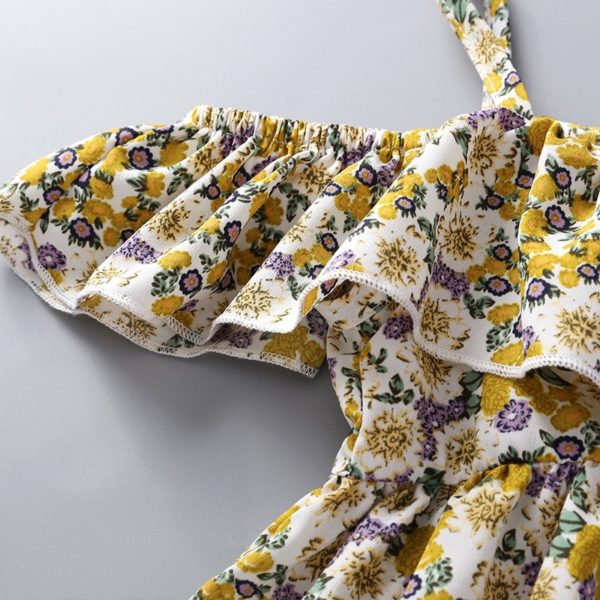 Letní šaty s květinovým vzorem pro dívky - Yellow, 18M-24M, China
