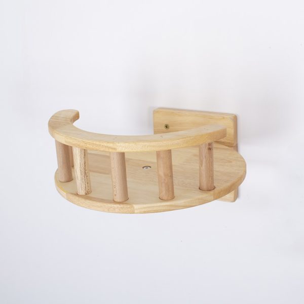 Dřevěná závěsná polička - sedák se zábradlím pro kočky - Wood color, 30cm