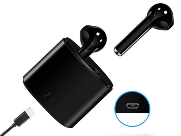 Bezdrátová Bluetooth i7s TWS sluchátka s mikrofonem + nabíjecí box - Barva-bila