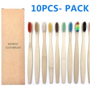10 kusů Bambusové zubní kartáčky - Barevne-stetiny