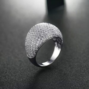 Elegantní prsten osázený zirkony - 10, White