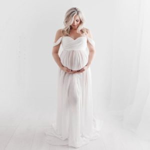 Šifonové těhotenské šaty - White, Xl, China