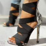 Dámské sandále s podpatkem - Black, 43