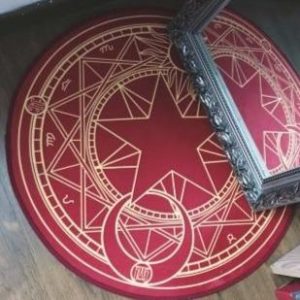 Kulatý koberec s magickým vzorem - Red-star, Diameter-140
