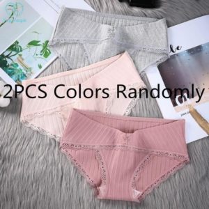 Bavlněné těhotenské kalhotky - 2pcs-colors-random, Xxl