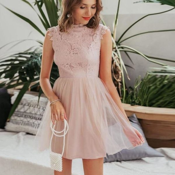 Dámské elegantní party šaty - Pink, M