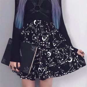 Dámská sukně s hvězdičkami - Black, L