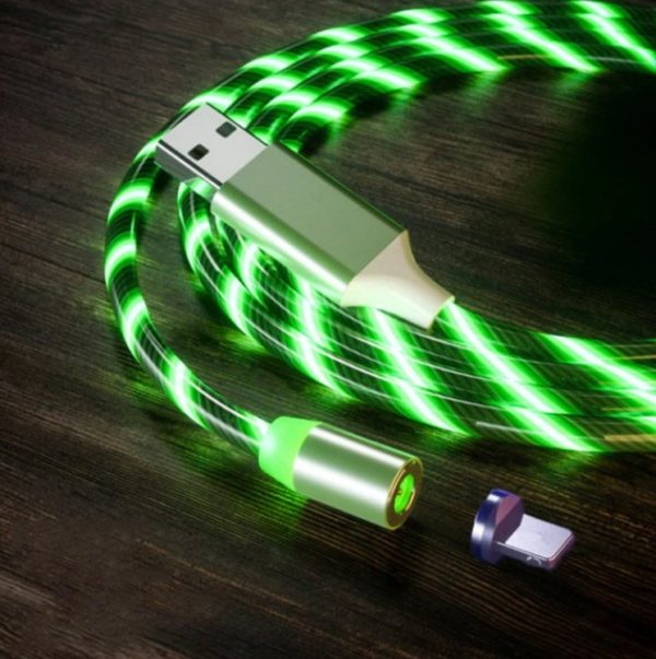 Svítící rychlo nabíjecí magnetický kabel na telefon - Green-for-micro, Micro-usb