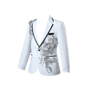 Pánské sako s 3D stříbrnými květinami - 4 barvy - Bila, L