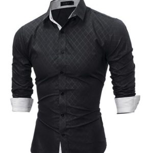 Moderní pánská košile se vzorem - Black, Xxl