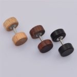 Pánské dřevěné náušnice ve tvaru činky - 3 barvy - Kavova