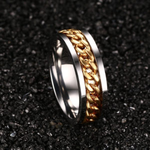 Pánský prsten řetěz - 3 barvy - Zlata, 15