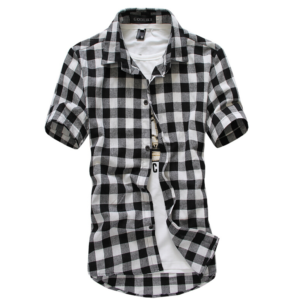 Pánská stylová kostkovaná košile Demarion - Black, 3xl