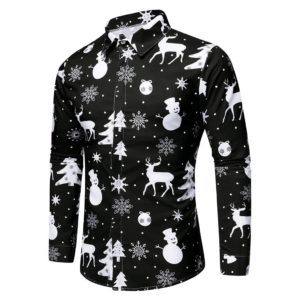 Pánská vánoční košile s dlouhým rukávem Chris - Black, 3xl