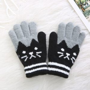 Dětské prstové rukavice s kočičkou - Cerna