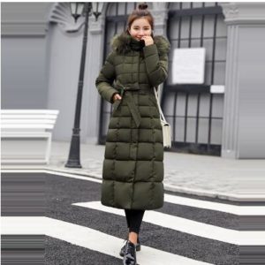 Dámský elegantní dlouhý zimní kabát Patricia - Armygreen, 3xl