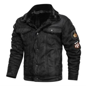 Pánská zateplená kožená bunda Adrien - Black, 4xl