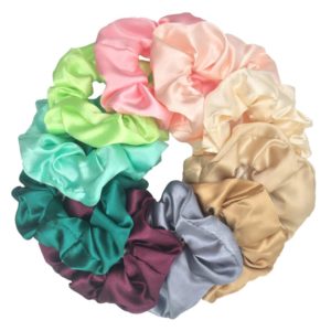 Jednobarevné stylové retro scrunchies gumičky - Pj079-g-10pcs