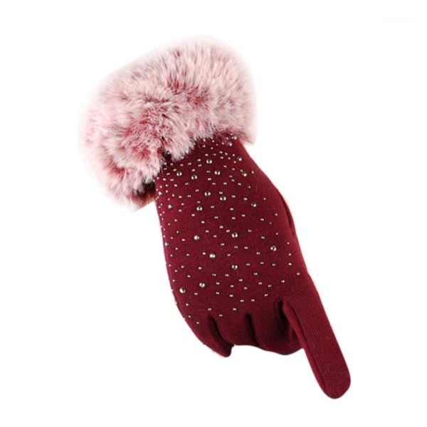 Dámské luxusní zimní rukavice - Red
